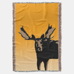 Moose at Sunset - Original Wildlife Art Throw Blanket