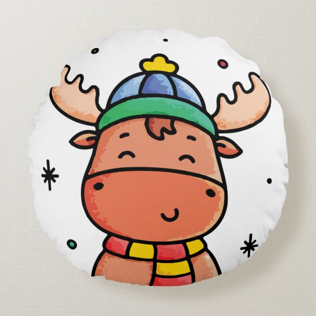 Moose Baby  Round Cushion (Front)