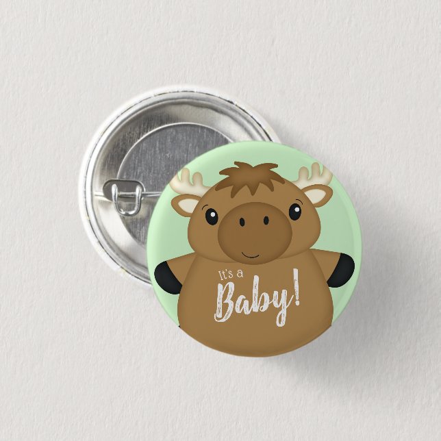 Moose Baby Shower 3 Cm Round Badge (Front & Back)