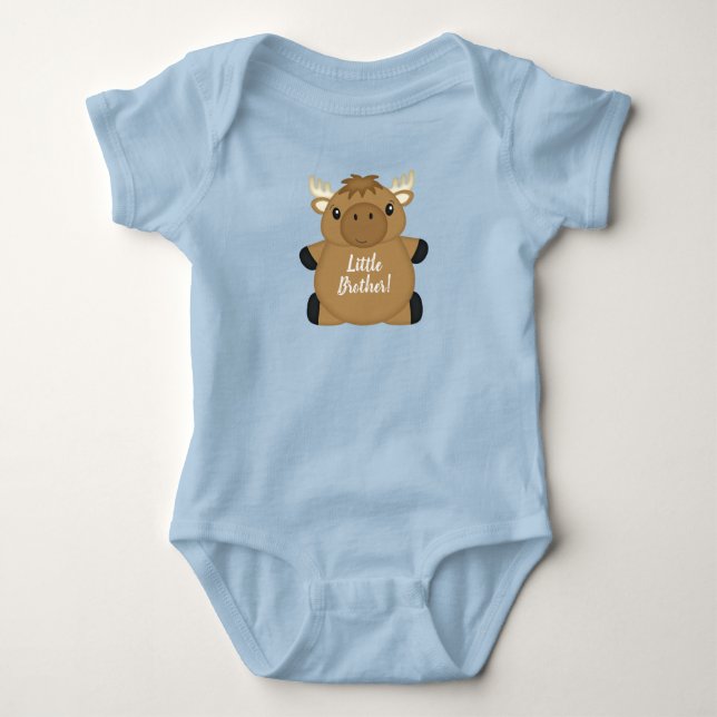 Moose Baby Shower Blue Boy Bodysuit (Front)