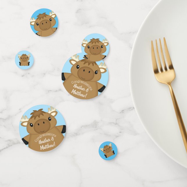 Moose Baby Shower Blue Boy Confetti (Group)
