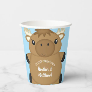 Moose Baby Shower Blue Boy Paper Cups