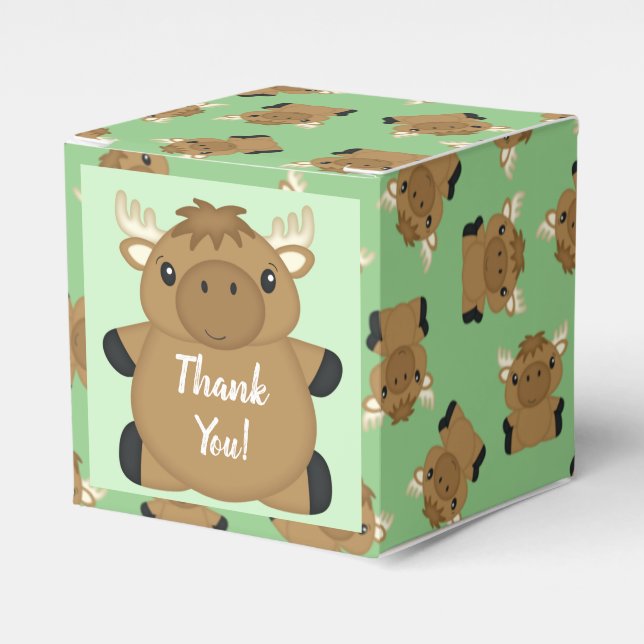 Moose Baby Shower Favour Box (Front Side)
