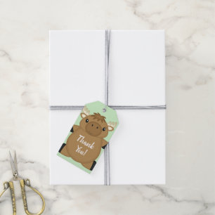 Moose Baby Shower Green Gift Tags