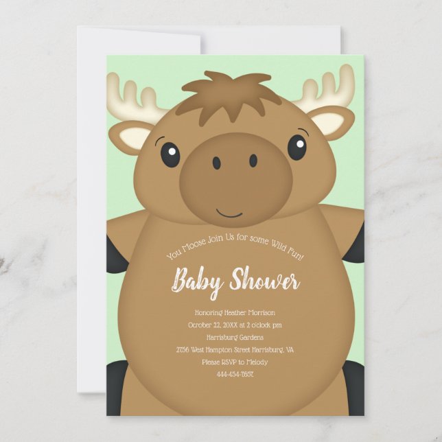 Moose Baby Shower Invitation (Front)