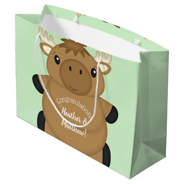 Moose Baby Shower Large Gift Bag (Back Angled)