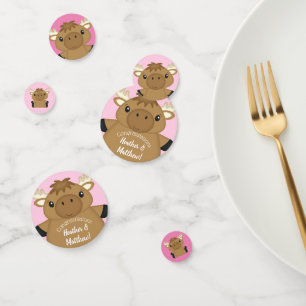 Moose Baby Shower Pink Confetti