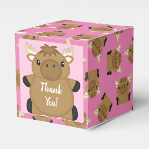 Moose Baby Shower Pink Favour Box
