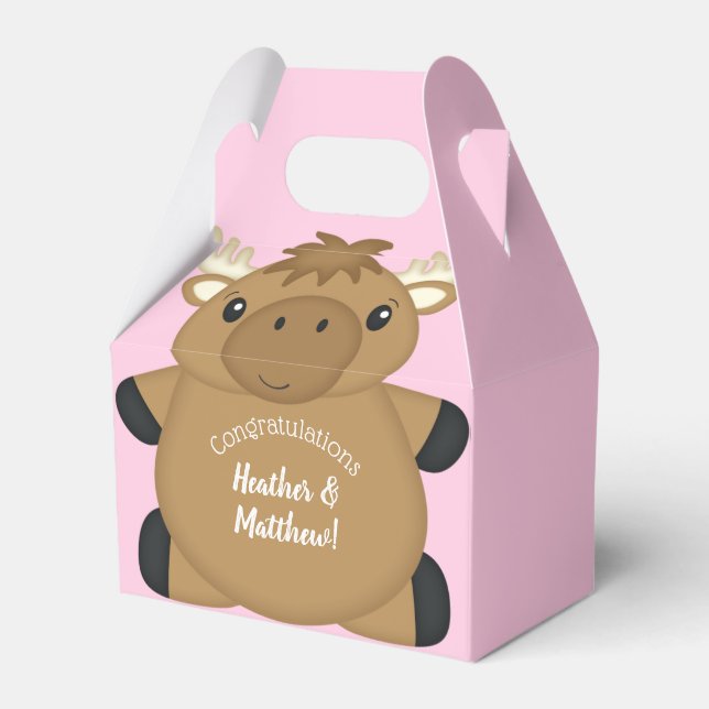 Moose Baby Shower Woodland Favour Box (Front Side)