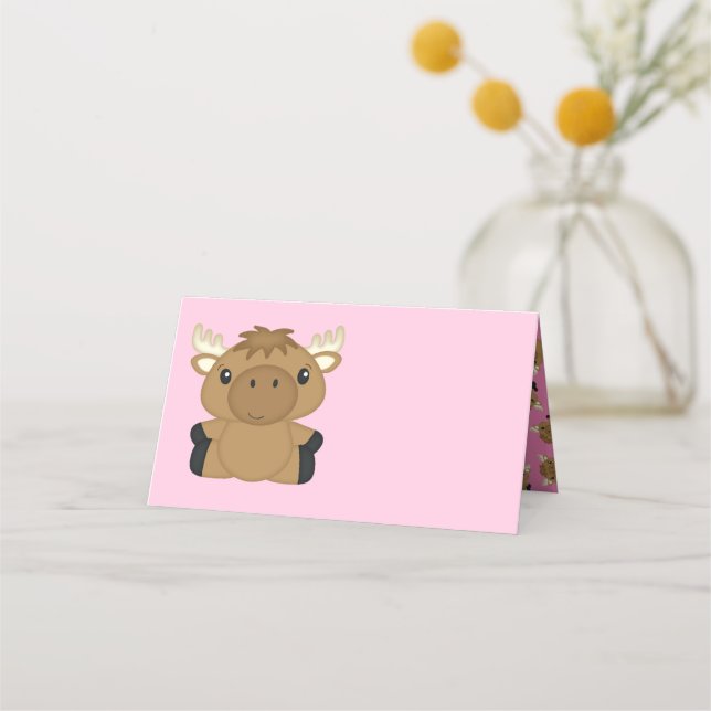 Moose Baby Shower Woodland Place Card (Front)