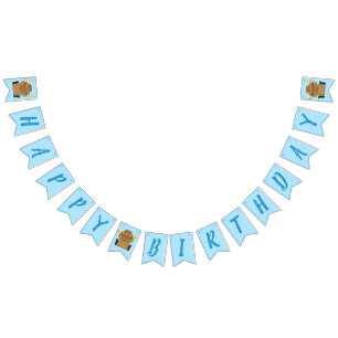 Moose Birthday Party Blue Bunting