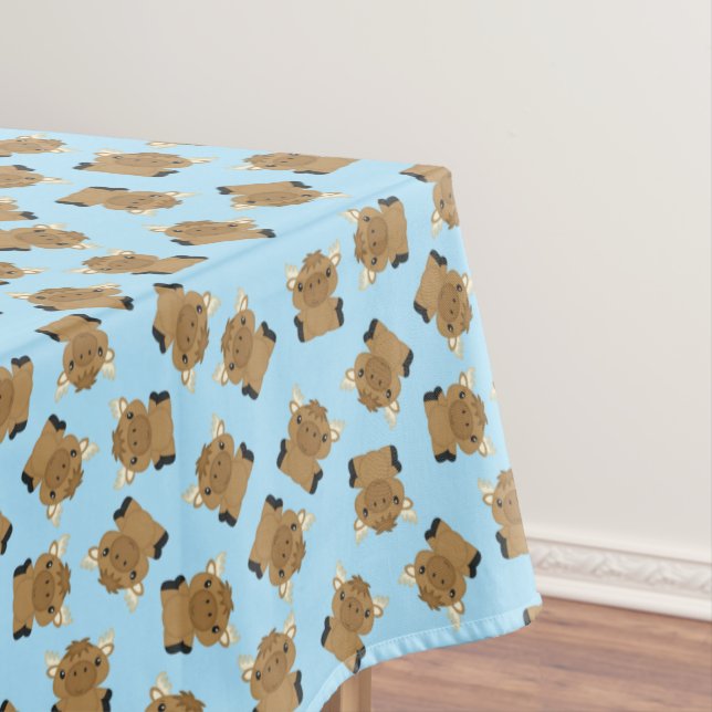 Moose Birthday Party Blue Tablecloth (In Situ)
