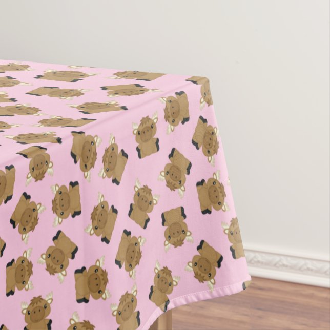 Moose Birthday Party Pink Tablecloth (In Situ)