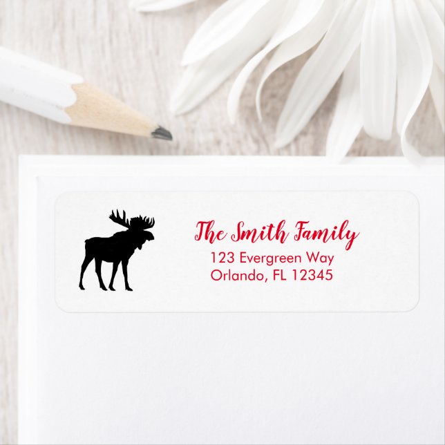Moose Black Wilderness Winter Address Label Return Address Label (Insitu)