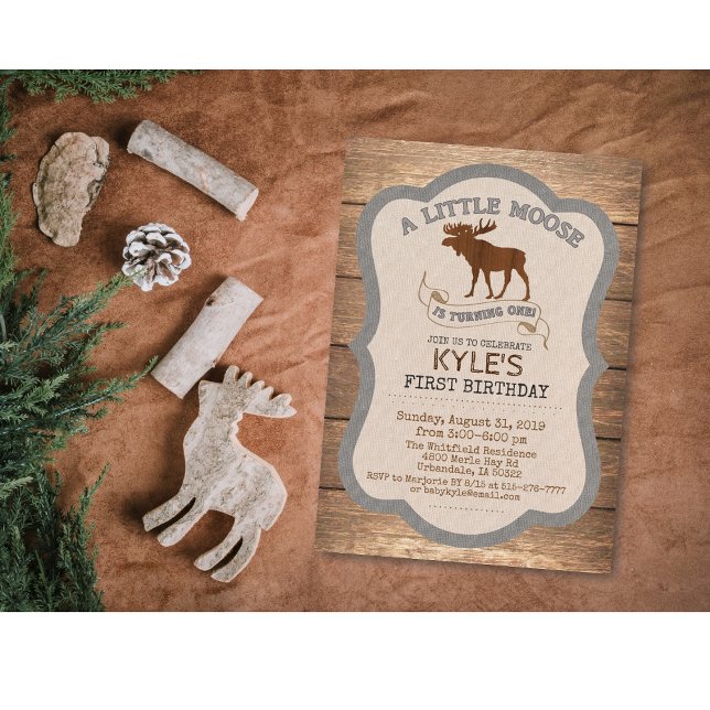 Moose Boy 1st Birthday Invitation (Creator Uploaded)