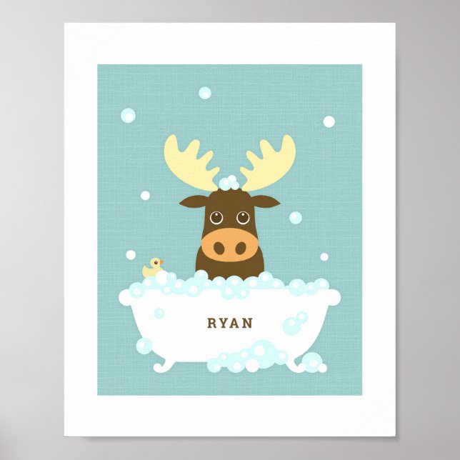Moose Bubble Bath Poster Print (Front)