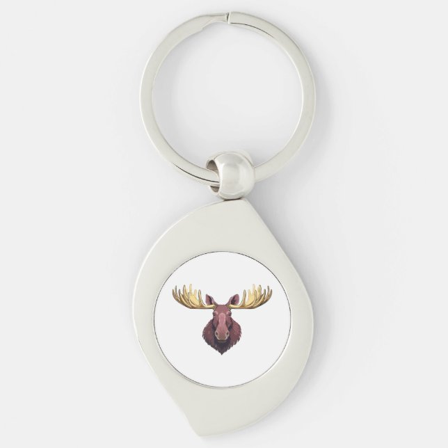 Moose buck head key ring (Front)