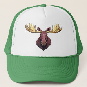 Moose buck head trucker hat