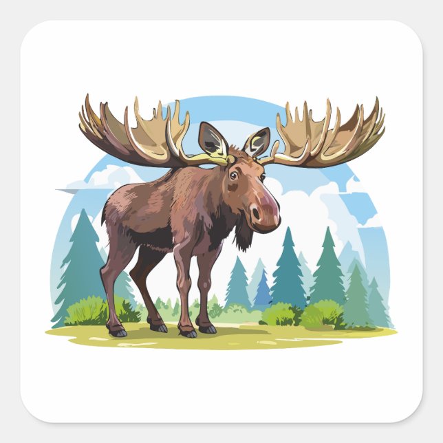 Moose buck square sticker (Front)