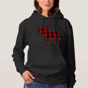 Moose Buffalo Red Plaid Hoodie