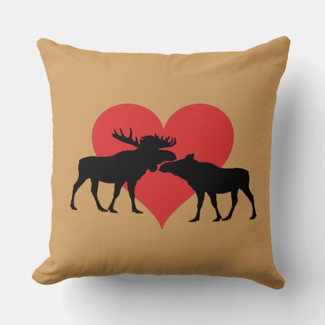 moose bull and cow cushion (Front)
