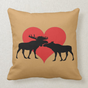 moose bull and cow cushion