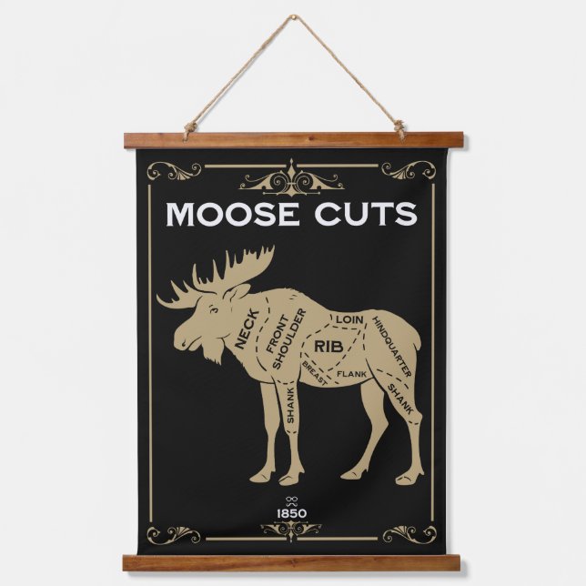 Moose Butcher Cut Chart Hanging Tapestry (Front)