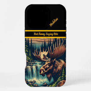 Moose by a calm forest stream iPhone 16 pro max case