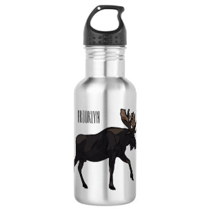 Moose cartoon illustration 532 ml water bottle