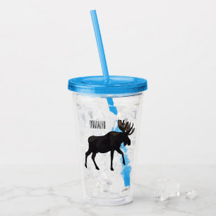 Moose cartoon illustration acrylic tumbler