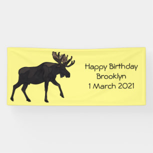 Moose cartoon illustration banner