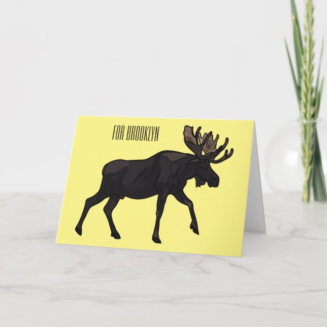 Moose cartoon illustration card (Front)