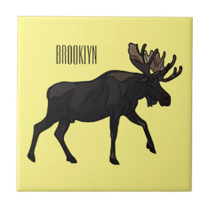 Moose cartoon illustration ceramic tile