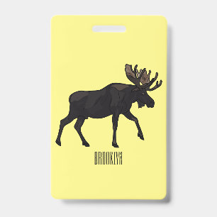 Moose cartoon illustration ID badge
