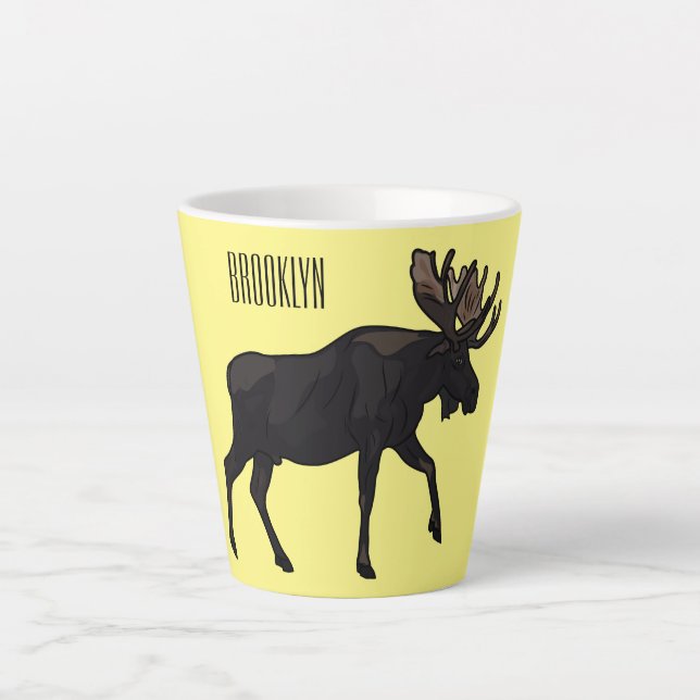 Moose cartoon illustration latte mug (Front)