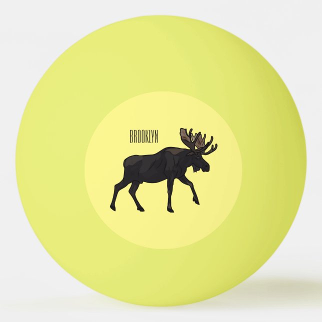 Moose cartoon illustration ping pong ball (Front)
