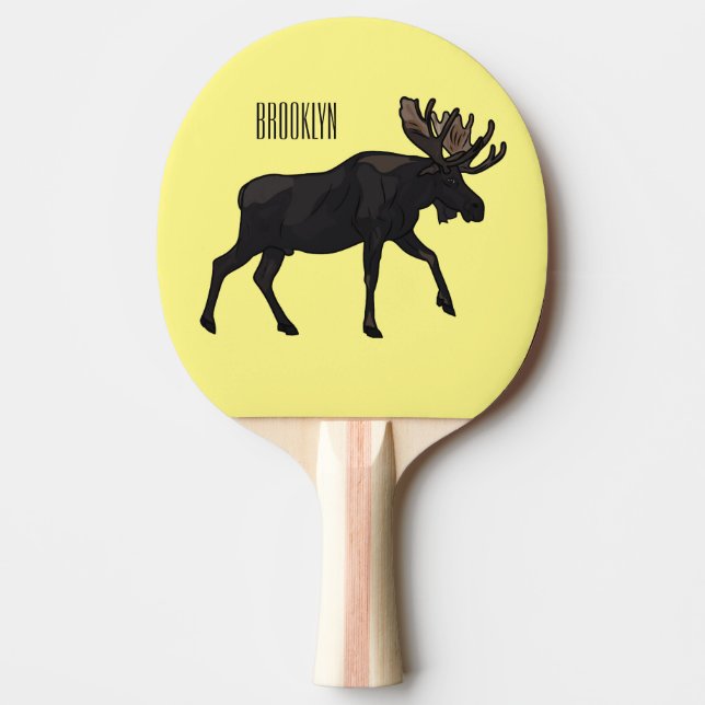 Moose cartoon illustration ping pong paddle (Front)