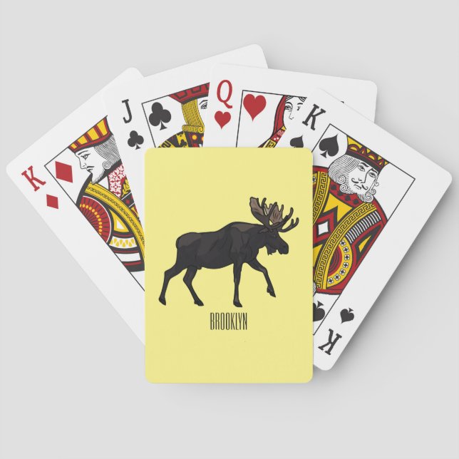 Moose cartoon illustration playing cards (Back)