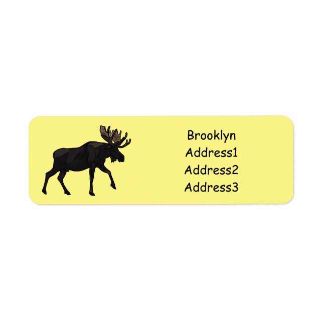 Moose cartoon illustration return address label (Front)