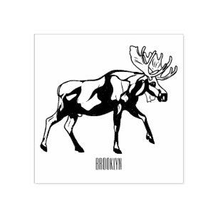 Moose cartoon illustration rubber stamp