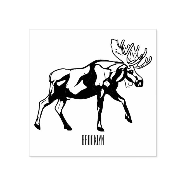 Moose cartoon illustration rubber stamp (Imprint)