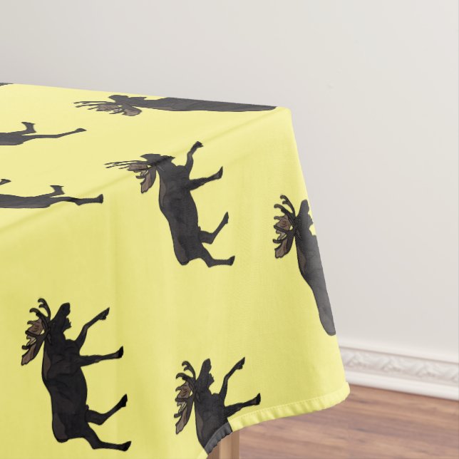 Moose cartoon illustration tablecloth (In Situ)