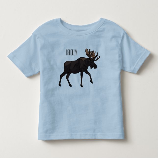 Moose cartoon illustration toddler T-Shirt (Front)