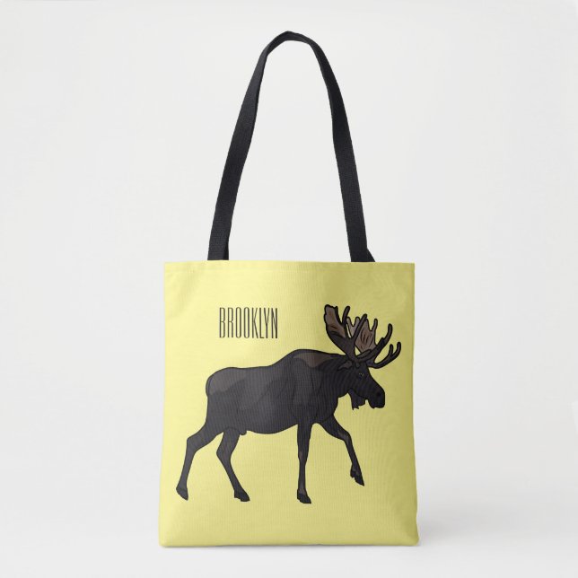 Moose cartoon illustration tote bag (Front)