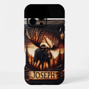 Moose Carving With Name iPhone 16 Pro Max Case