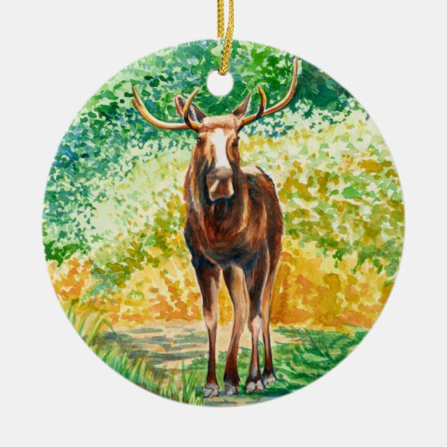 Moose ceramic Christmas ornament (Front)