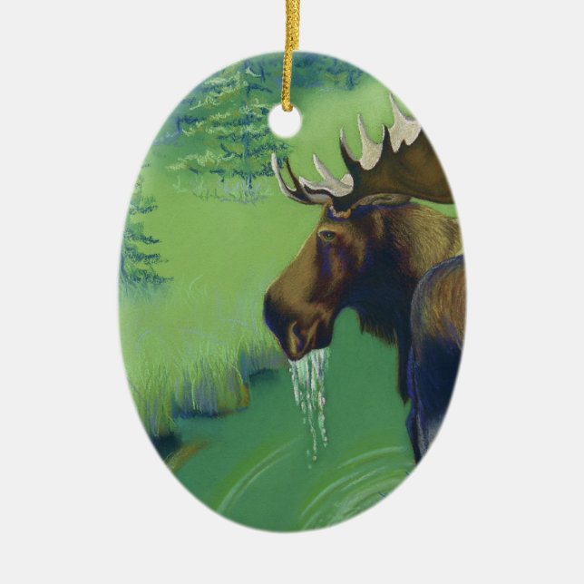 Moose Ceramic Tree Decoration (Front)