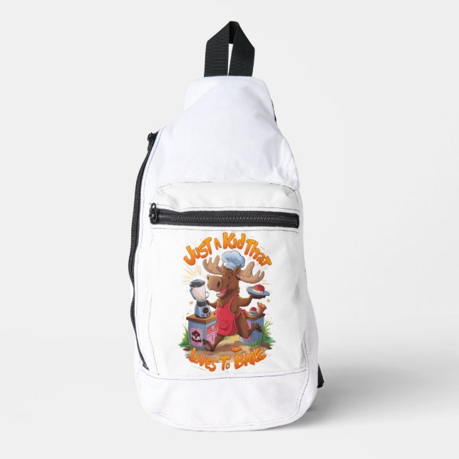 Moose Chef Backing by the Stove Sling Bag (Front)