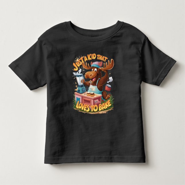 Moose Chef Cooking Up a Storm Toddler T-Shirt (Front)