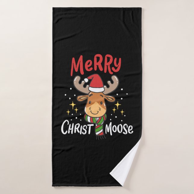 Moose Christmas  Bath Towel (Bath Towel)